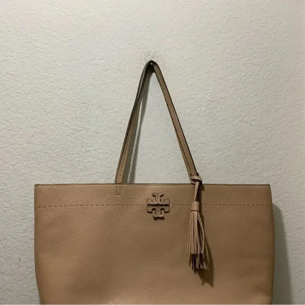 Tory Burch Mcgraw pebbled leather tote bag/purse in pale rose